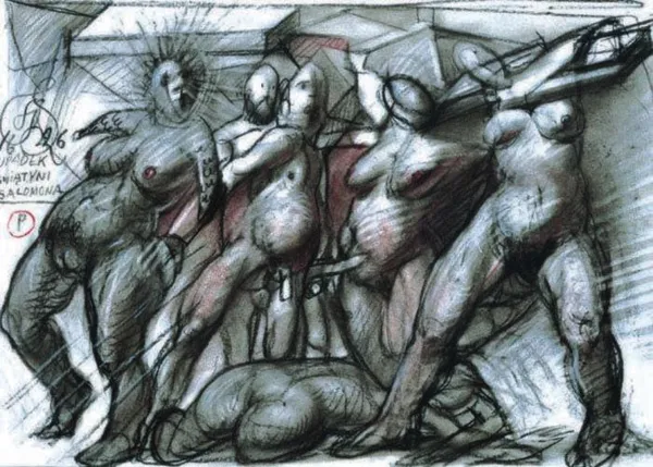 Franciszek Starowieyski, UPADEK ŚWIĄTYNI SALOMONA, 1996