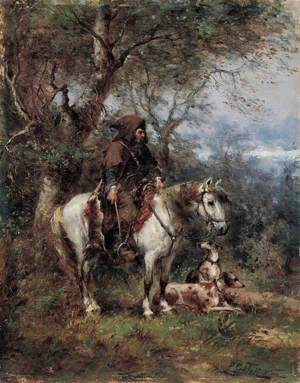 Ludwik Gędłek, Na polowaniu z chartami, ok. 1870