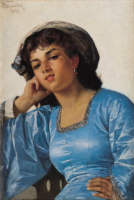 Pantaleon Szyndler, Dziewczyna w niebieskiej sukni, 1878