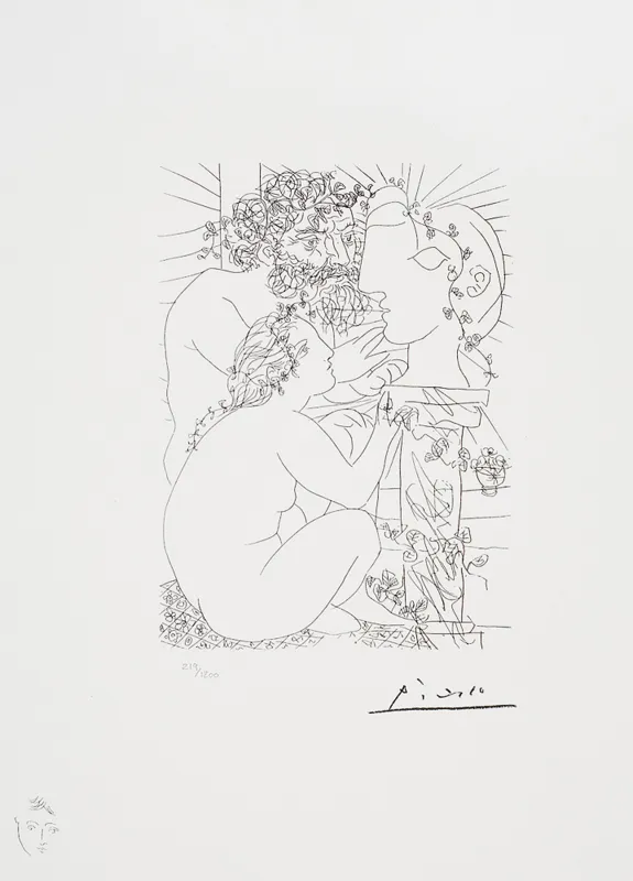 Pablo Picasso, Rzeźbiarz z modelką i antyczną głową, 1930-36