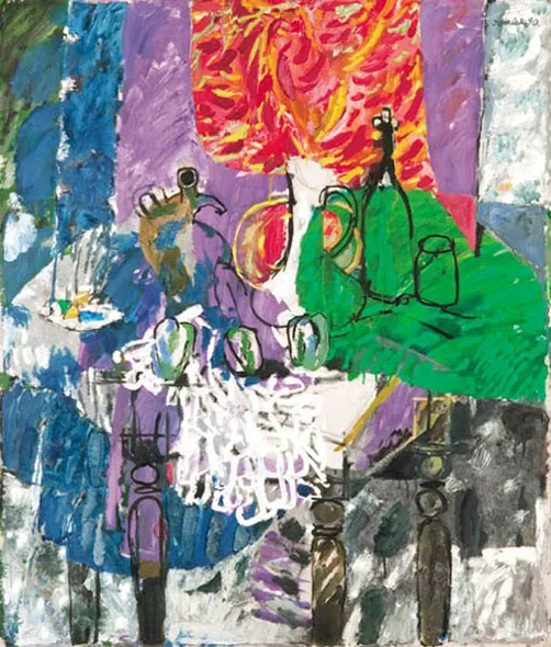 Juliusz Joniak, MARTWA NATURA Z CZERWONA DRAPERIĄ, 1990