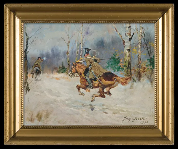 Jerzy Kossak, UŁAN BELINY W POGONI ZA BOLSZEWIKIEM, 1938