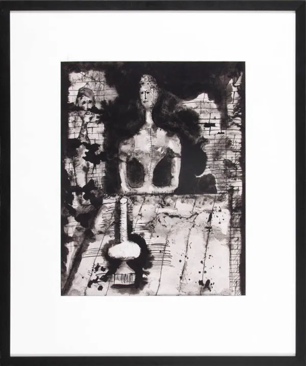 Jan Lebenstein, Postaci przy stole z lampą naftową, ok. 1955-56