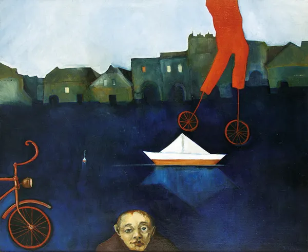 Daniel  de Tramecourt, PEJZAŻ Z ŁÓDKĄ pocz. lat 80.XX w.