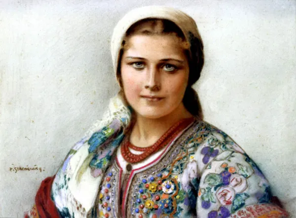 Piotr Stachiewicz, 7. Dziewczyna w krakowskim stroju, ok. 1910