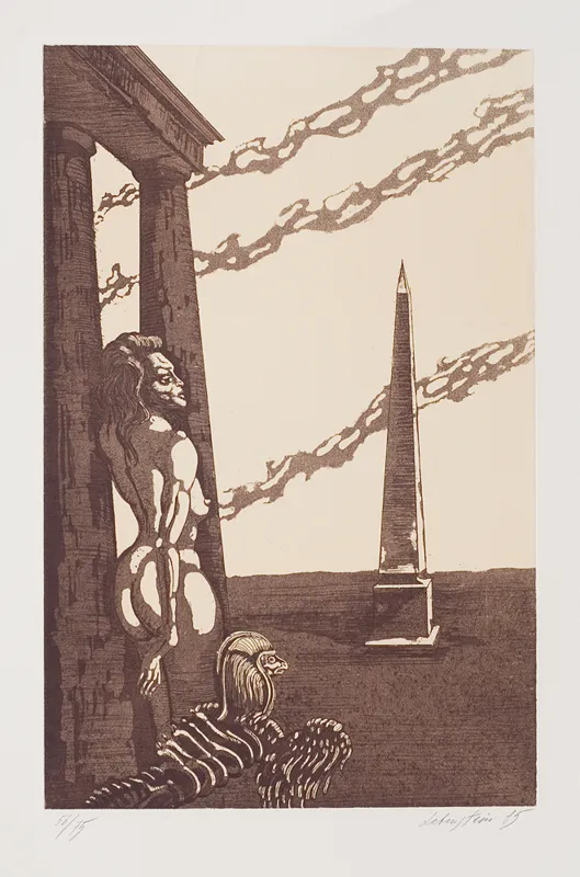 Jan Lebenstein, Kobieta, sfinks i obelisk, 1985