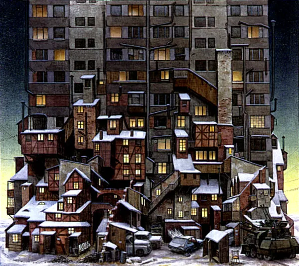 Jacek Yerka, SPOKÓJ PANUJE W BLOKU, 1984