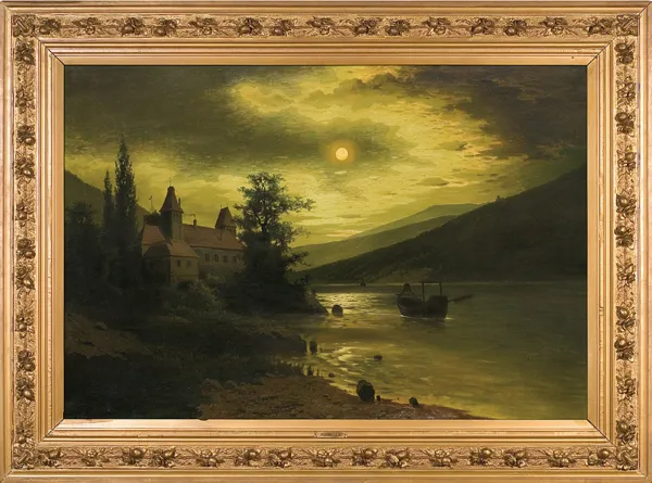 Fritz Chwala, KRAJOBRAZ NOCNY Z ZAMKIEM NAD JEZIOREM