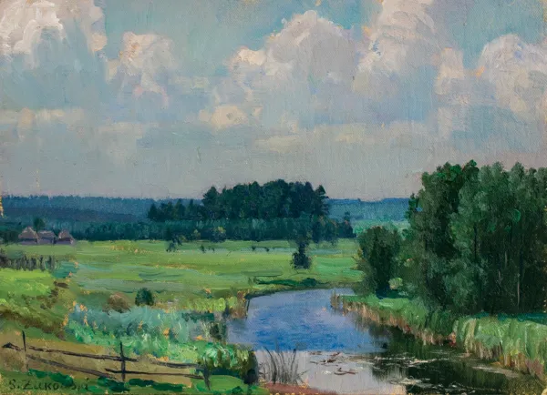 Stanisław Żukowski, PEJZAŻ Z RZEKĄ - PODOROSK, 1937