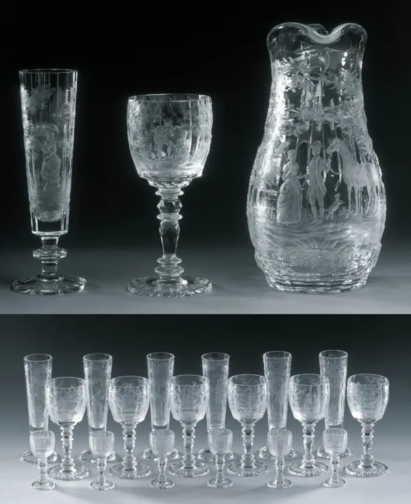 Autor nierozpoznany, Komplet 12 kieliszków i dzban, koniec XIX w.