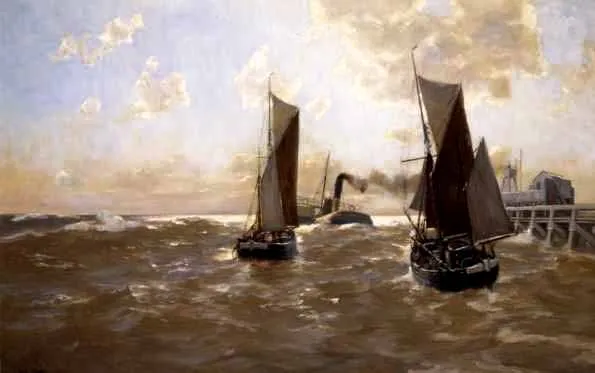 Erwin Carl Wilhelm Gunter, W porcie, ok. 1900