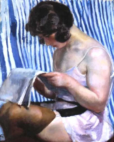Wojciech Weiss, Zaczytana modelka z gazetą, ok. 1923