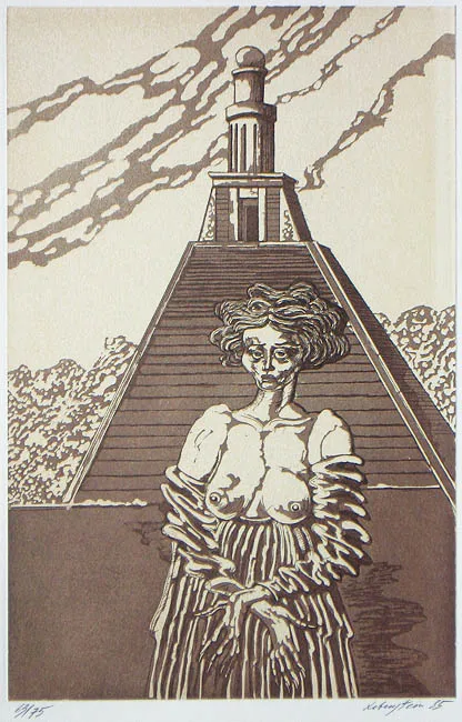 Jan Lebenstein, Kobieta na tle wieży, 1985