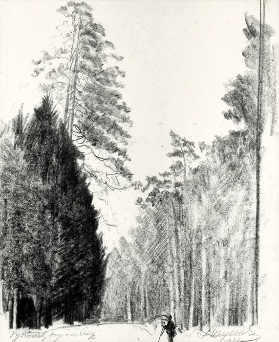 Leon Wyczółkowski, DRZEWA. DROGA W LESIE, 1921