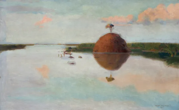 Józef Chełmoński, ZACHÓD SŁOŃCA NA BŁOTACH, 1900