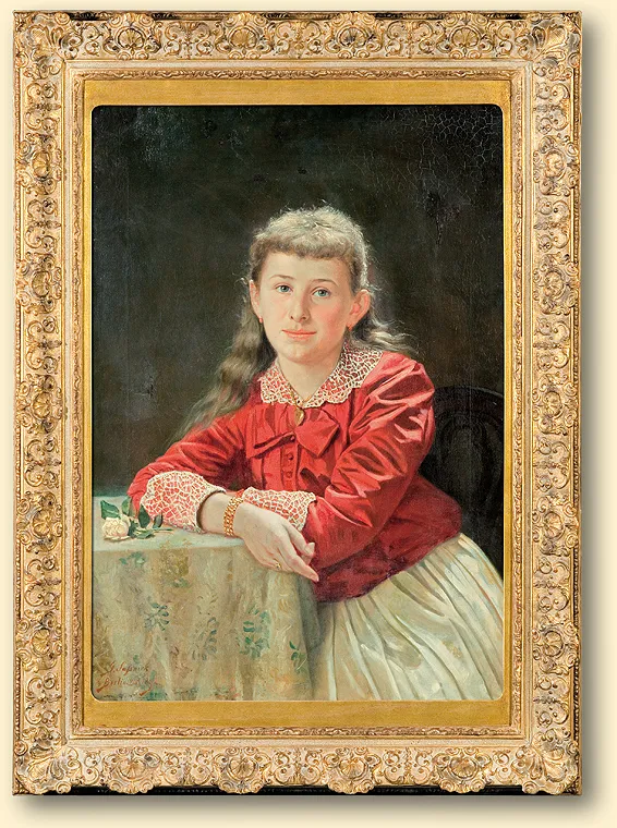 Georg Sassnick, DZIEWCZYNKA Z RÓŻĄ, 1892