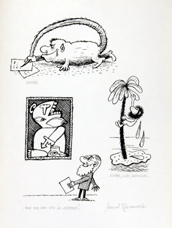 Karol Baraniecki, Trzy rysunki satyryczne, ok. 1961