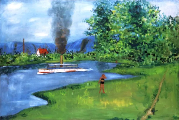 Jerzy Nowosielski, Pejzaż ze statkiem, 1951