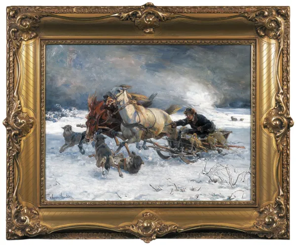 Alfred Wierusz-Kowalski, Napad wilków, ok. 1890