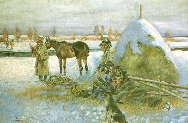 Jerzy Kossak, Z odwrotu Napoleona spod Moskwy