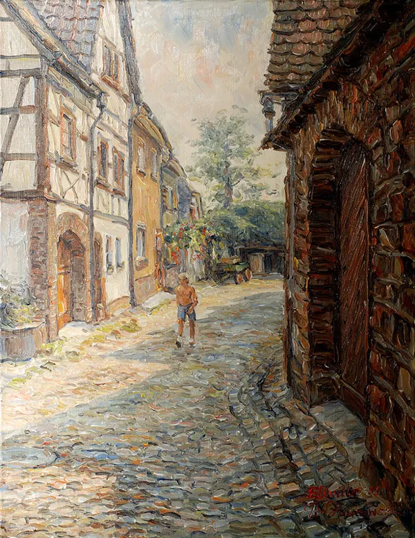 Jan Pawłowski, Stara uliczka w Eltville nad Renem, 1985