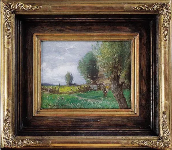 Roman Kochanowski, Pejzaż z płotem, ok. 1910