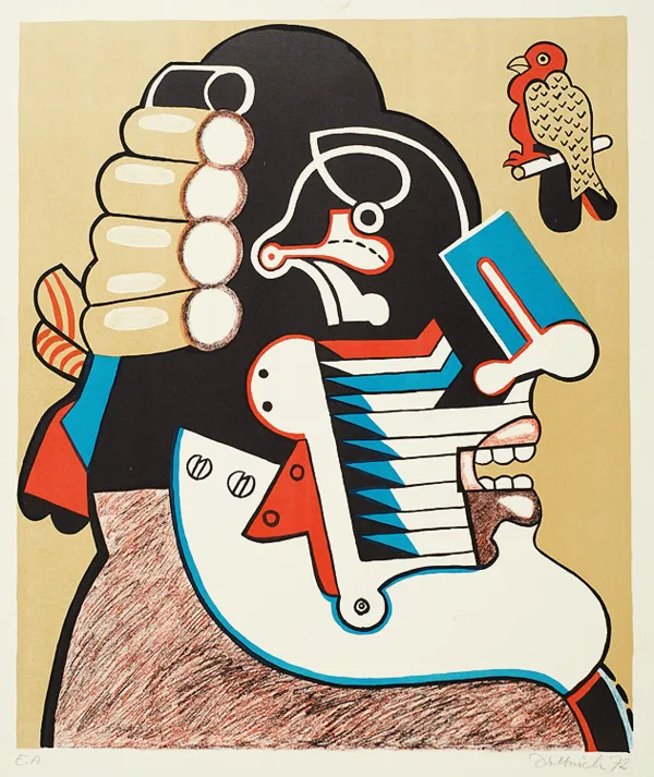 Simon  Dittrich, Głowa z papugą, 1972