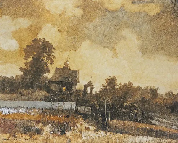 Jerzy Duda Gracz, Obraz 2069 (Nadrzecze - Wieczór), 1996