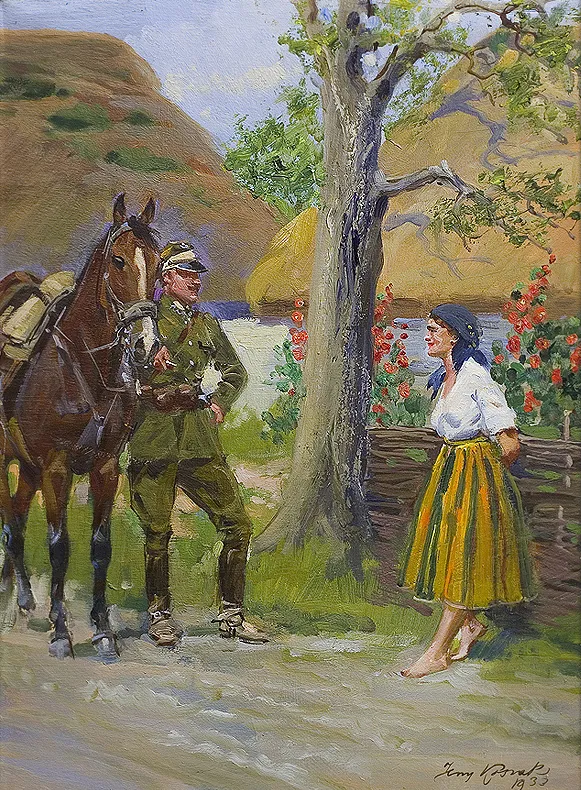 Jerzy Kossak, FLIRT. UŁAN I DZIEWCZYNA, 1933