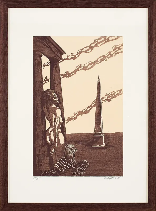 Jan Lebenstein, KOBIETA, SFINKS I OBELISK, 1985