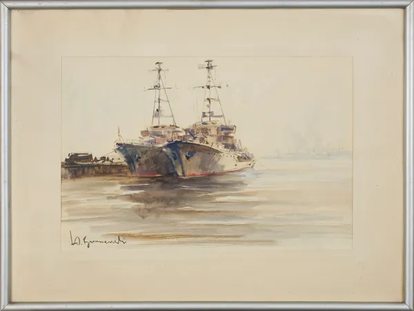 Henryk  Baranowski, Trałowce w porcie, 1965