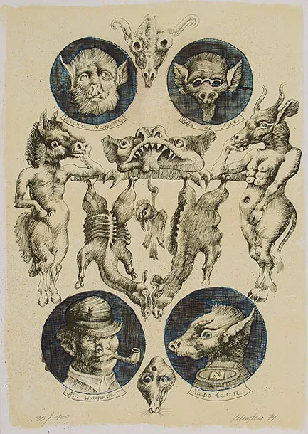 Jan Lebenstein, Ilustracja do Folwarku zwierzęcego, 1974