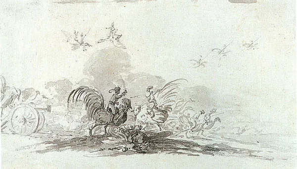 Jan Piotr Norblin de La Gourdaine, Wojna kokosza - karykatura sceny batalistycznej