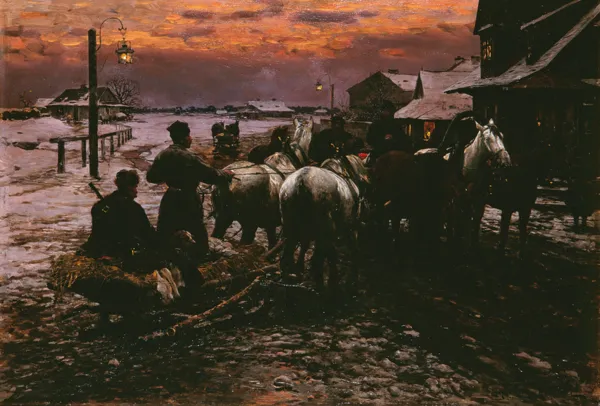 Alfred Wierusz-Kowalski, Wyjazd na polowanie o świcie