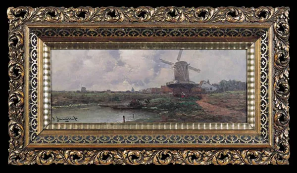 Johann Jungblut, PEJZAŻ HOLENDERSKI Z WIATRAKIEM 