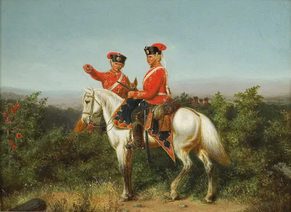 Autor nierozpoznany, HUZARZY PRUSCY NA ZWIADACH 