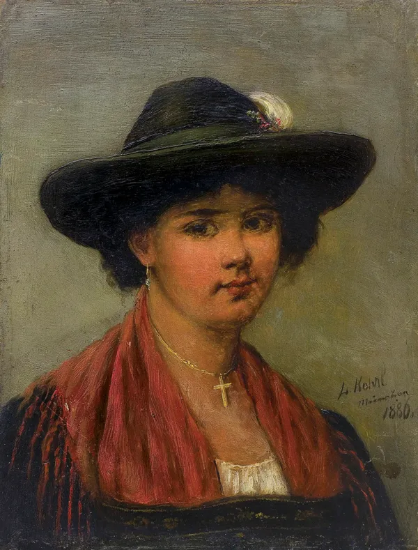 Ludwig  Kohrl, DZIEWCZYNA W KAPELUSZU, 1886