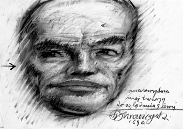 Franciszek Starowieyski, Anamorfoza mej twarzy do oglądania z lewej, 1994 