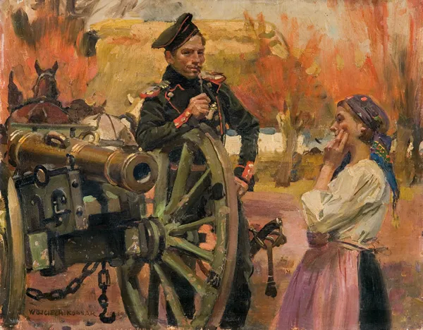 Wojciech Kossak, KANONIER I DZIEWCZYNA, 1909