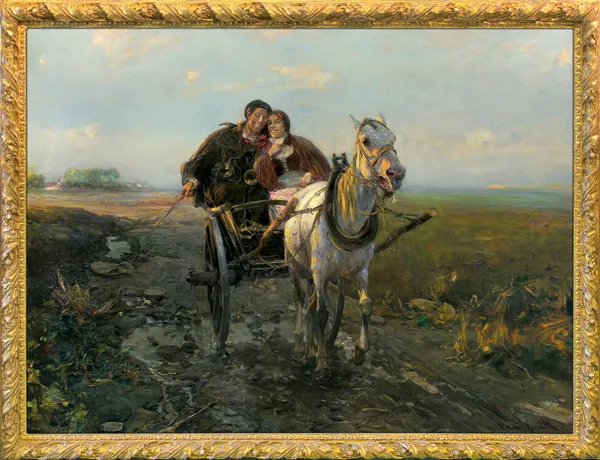 Alfred Wierusz-Kowalski, POCZTAREK. WESOŁA JAZDA, ok. 1910