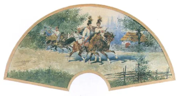 Autor nierozpoznany, Korowód krakowski - wachlarz