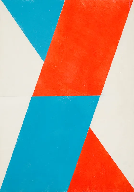 Hermann Glöckner, Kompozycja czerwono-niebieska, 1971