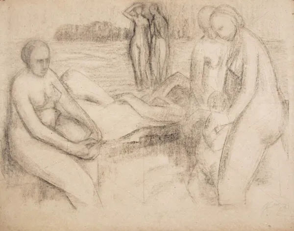 Roman Opałka, KĄPIĄCE SIĘ (Studium kompozycji), 1955