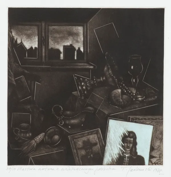 Tadeusz Jackowski, MARTWA NATURA Z NIEDOKOŃCZONYM PORTRETEM, 1978