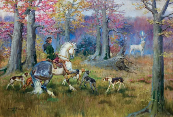 Jerzy Kossak, ŚWIĘTY HUBERT NA ŁOWACH, lata 30. XX w.