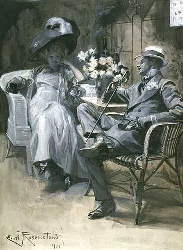 Emil Christian Rosenstand, Przy kawiarnianym stoliku