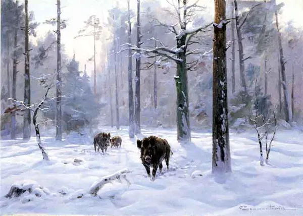 Czesław (I. Zygmuntowicz) Wasilewski,  Zimą w lesie