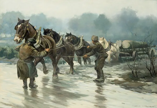 Karol Kossak, ZWÓZKA DRZEWA, lata 30. XX w.