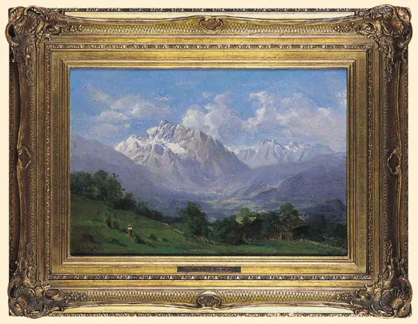 Alfred  Metzener, PEJZAŻ ALPEJSKI Z JEZIOREM, 1870-1880