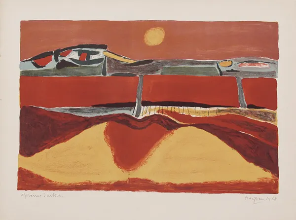 Henryk Hayden, Pejzaż ze słońcem, 1968